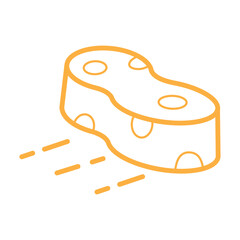 Sponge line icon isolated on transparent background. Cleaning and dishwashing tool for home hygiene, kitchen chores, and household care. Editable stroke.