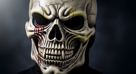 Obraz premium Creepy Skull Mask with Dripping Blood for Halloween Costume Face