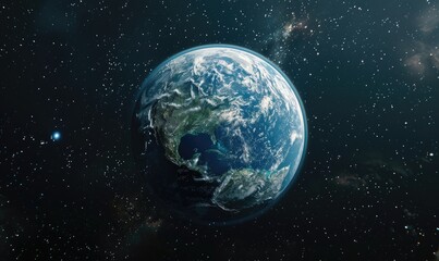 Obraz premium Earth View from Space Globe showing North America. Stars in the background