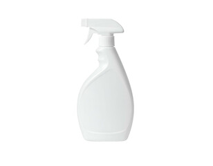A clean, white spray bottle sits isolated against a plain black background