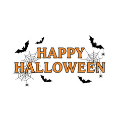 Spooky Celebration – Halloween Festivity and Seasonal Cheer, Bats, Webs, Typography, Party, Greeting, Abstract, Orange