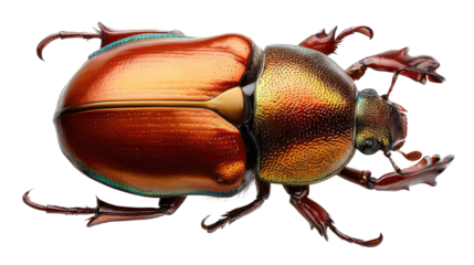 Magnificent Jewel Beetle: A macro shot showcases a vibrant jewel beetle with an iridescent, multicolored carapace, displaying its exquisite natural beauty.