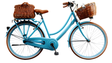Vintage bicycle with basket: Capture the charm of a vintage bicycle adorned with a classic wicker basket, perfect for leisurely rides and transporting goods with style.