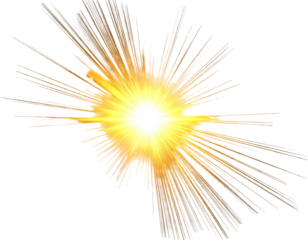 Bright, golden light burst against black background, radiating outwards with sharp lines
