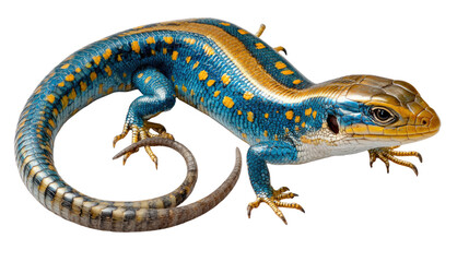 Obraz premium Lizard in Focus: A stunning, vividly colored lizard showcasing intricate patterns and textures, basking in the sun, a captivating glimpse into the world of reptiles.