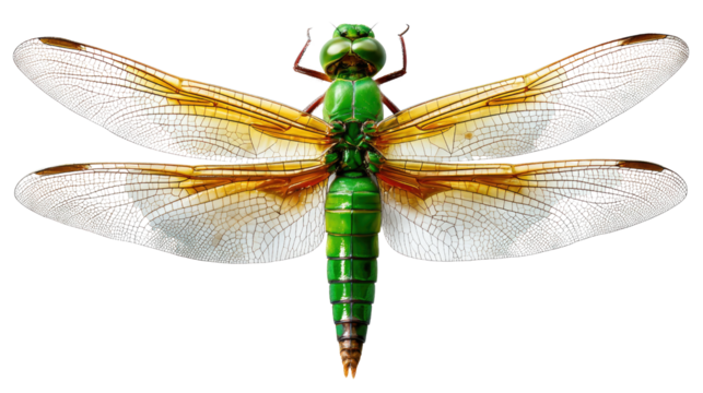 Dragonfly's Majesty: A close-up perspective captures a radiant dragonfly, showcasing intricate wing detail and a vibrant color palette that exemplifies the wonders of nature.