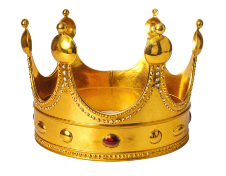 Gleaming gold coronation headwear, ornate and jewel-encrusted