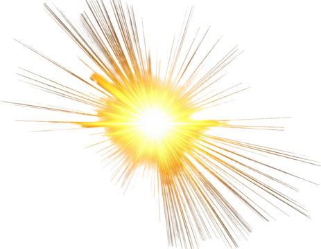 Bright, golden light burst against black background, radiating outwards with sharp lines