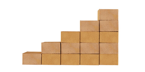 Yellow facing bricks arranged to form steps, isolated on a transparent background. 3D illustration.