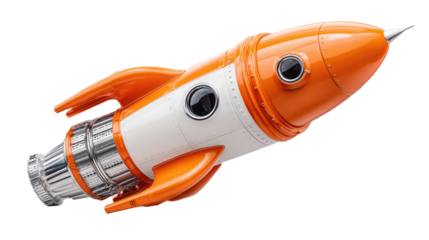 Rocket Ready for Launch: A vibrant, futuristic rocket, poised for flight against the backdrop of endless possibilities, symbolizing innovation and the limitless potential of progress. 