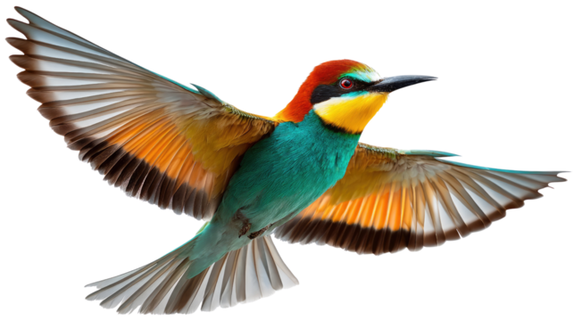 Vibrant Bird in Flight: Capturing the essence of freedom, a beautiful bird soars gracefully through the air, showcasing its brilliant array of colors in a moment of uninhibited flight.