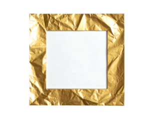 Square white area surrounded by a crumpled, textured, golden paper border