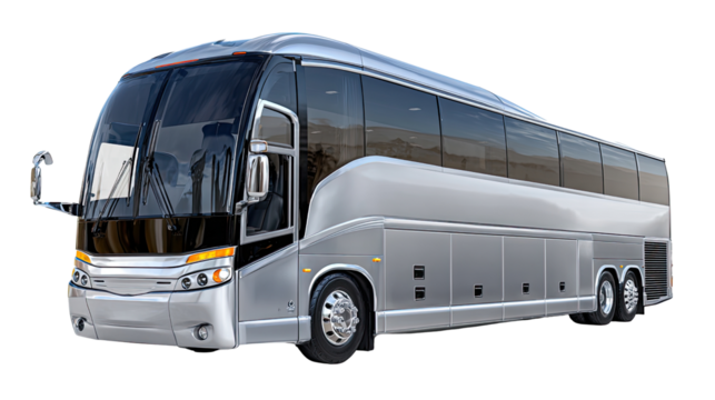 Modern Coach: A sleek and contemporary coach, designed for comfort and efficiency, stands ready for travel, embodying the essence of modern transportation.