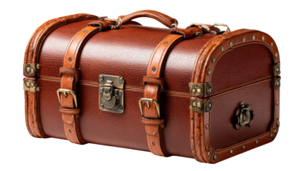 Vintage Leather Suitcase: A classic, aged leather suitcase stands as a timeless symbol of travel and adventure, its rich texture and antique details whispering tales of journeys gone by.
