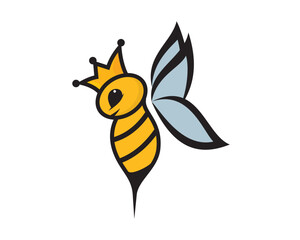 Simple Flying Queen Bee Illustration