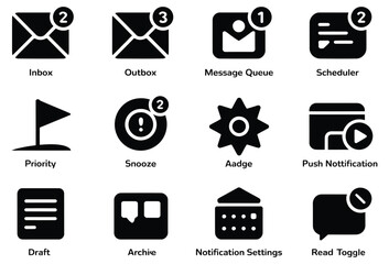 Modern digital icons for communication, workflow, and notification management