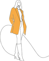 Stylish Woman in Orange Blazer Minimalist Fashion Art