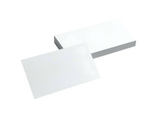 A stack of white, rectangular cards arranged on a dark backdrop
