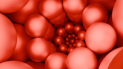 Abstract red spheres spiral tunnel animation