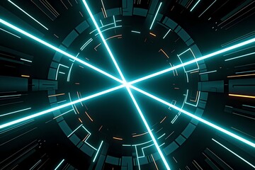 Cyber Neon Light Tunnel Abstract