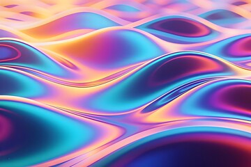 3D Holographic Rainbow Wave Abstract