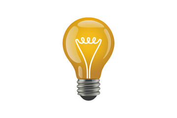 3d illustration icon of glowing light bulb symbolizing creativity and innovation. Isolated on transparent background, png