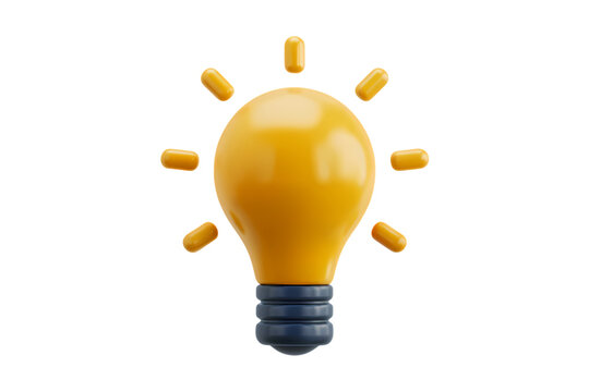 3d illustration icon of Illuminating idea, a bright lightbulb, symbolizing innovation and concept. Isolated on transparent background, png