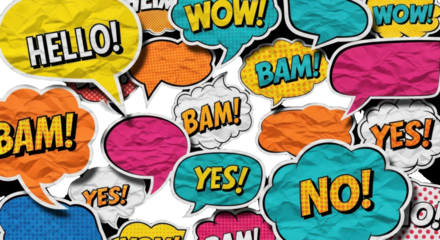 speech bubbles cut out of crumpled paper elements set. Dotted modern retro urban magazine style pop art dialogue balloons. Social media clip art