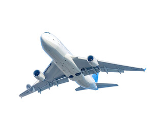 Obraz premium An elevated aircraft with wings fully extended, viewed from below, set against a black background