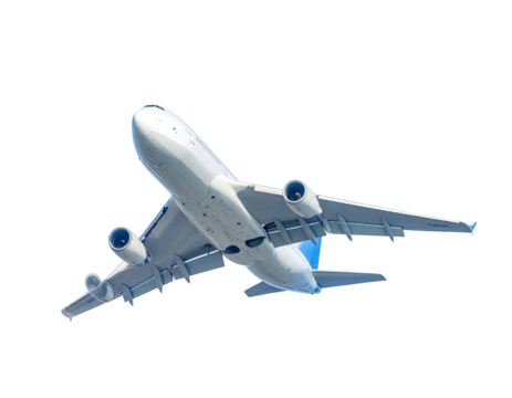 An elevated aircraft with wings fully extended, viewed from below, set against a black background