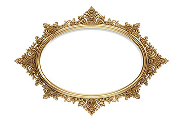 Ornate Gold Oval Picture Frame on White
