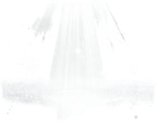 Illustration of a brilliant, descending stream of light amidst stylized stars and darkness