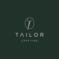 Tailor logo template design with needle and thread concept.Logo for tailor,clothing,boutique.