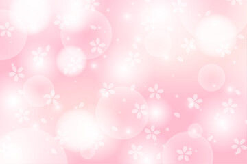 桜の花びらが舞う春の背景デザイン イラスト　ベクター　ピンク	
