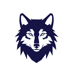 Fototapeta premium Fierce Navy Blue Wolf Head Emblem with Sharp Features