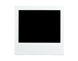 A clean, square-shaped instant photo frame with white borders and a black, empty center
