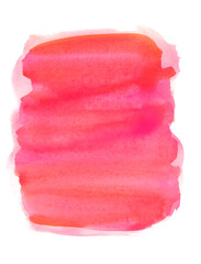 Fond peint à la main à l’aquarelle rouge orangée, texture papier et traces d’eau séchées / Hand-painted orange red watercolor background with paper texture and dried water marks