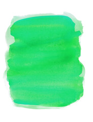 Fond peint à la main à l’aquarelle vert, texture papier et traces d’eau séchées / Hand-painted green watercolor background with paper texture and dried water marks