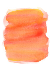 Fond peint à la main à l’aquarelle orange et rose, texture papier et traces d’eau séchées / Hand-painted orange and pink watercolor background with paper texture and dried water marks