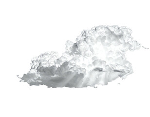 A fluffy, isolated cumulus cloud. Rendered white, with a black background for contrast