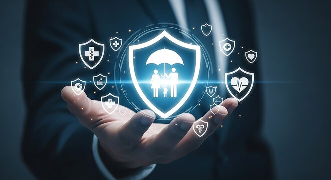 Digital shield protecting family health and life with insurance technology