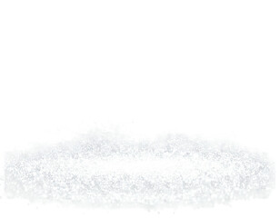 Isolated fluffy white cloud or snowdrift against a stark, solid black background