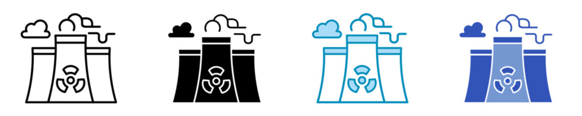 Nuclear Plant  Icon Set Multiple Style Collection
