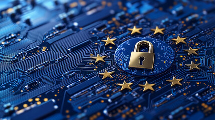 Representation of European Union digital security concept Generative AI