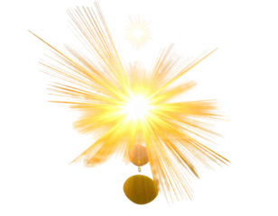 Artistic representation of a starburst effect, with bright orange and white emanating light