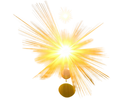 Artistic representation of a starburst effect, with bright orange and white emanating light