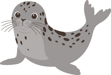Adorable spotted seal pup with playful pose and curious eyes seaside creature isolated on transparent background