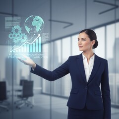 business woman with a virtual screen