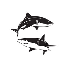 Obraz premium Twin Shark Silhouette | Ocean Predator Vector Art