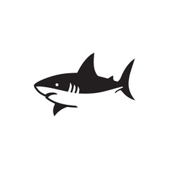 Shark Silhouette Vector | Minimal Black Shark Icon Design